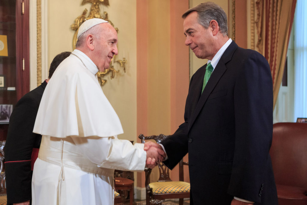 After a long talk with Pope Francis the day before, Republican Speaker John Boehner announces his resignation. Photo Credit: Flikr.com