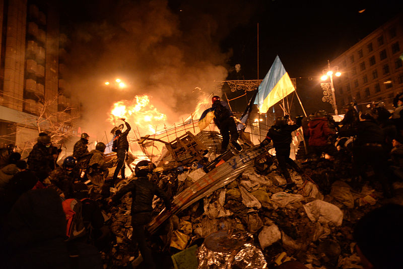 A photograph of demonstrations in Ukraine in Feb. 2014. Photo courtesy of Mstyslav Chernov (wikipedia.org).