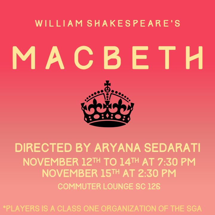The poster for Players' Macbeth. Photo courtesy of MSU Players' Facebook