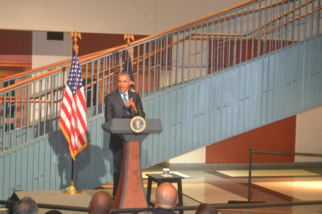 President Barack Obama visited Rutger's campus in Newark to talk about how to help incarcerated individuals. Photo Credit: Natalie Caamano