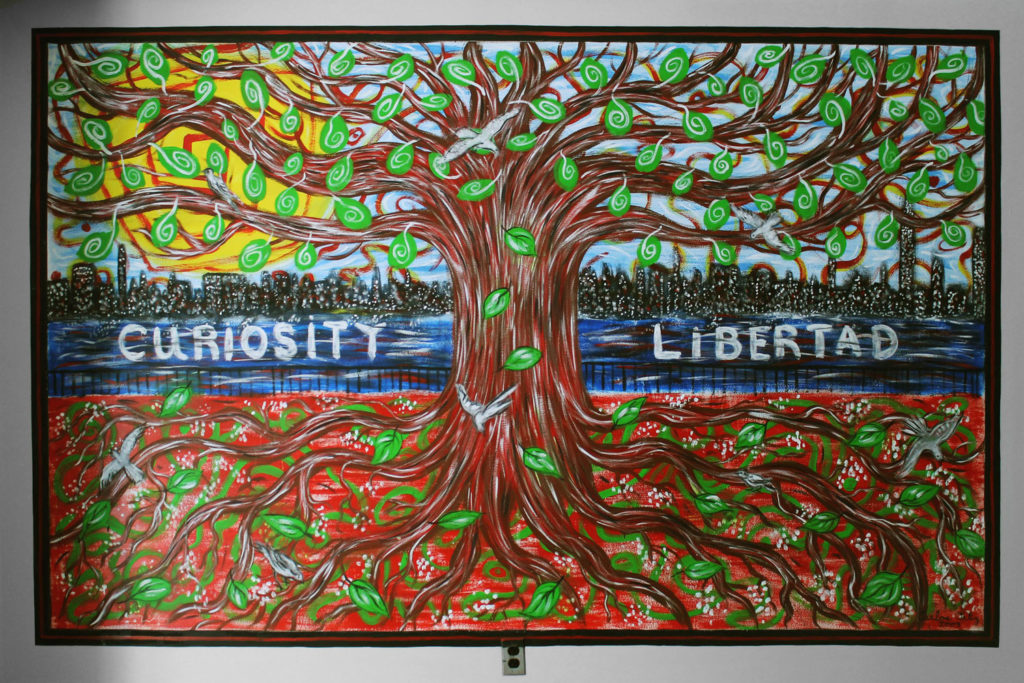 A painting by Ortiz, located in Dickson Hall. Photo Credit: Carly Phelps.
