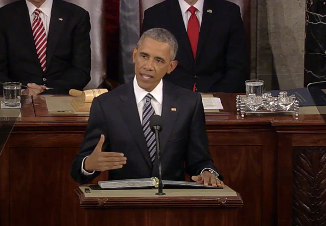 President Barack Obama during the 2016 State of the Union Address. Photo courtesy of wikipedia.org