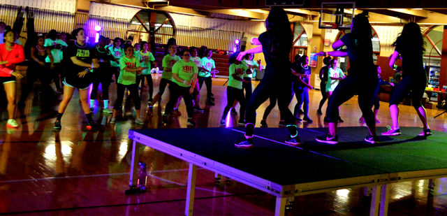 Zumba is a cardio workout involving dancing, often to music with Latin beats, led by instructors. Photo Credit: Therese Sheridan