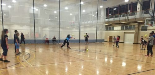 Commuter Students play dodgeball in the Student Recreation Center. Photo Credit: Josue Dajes