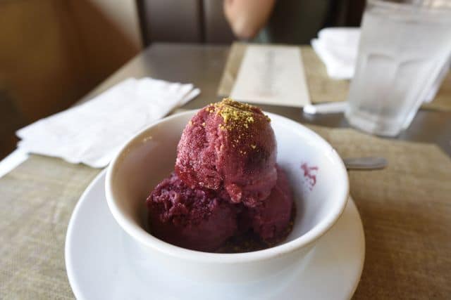 Raspberry sorbet is one out of the few dessert items made at Uncle Momo. Photo by Tunmise Odufuye