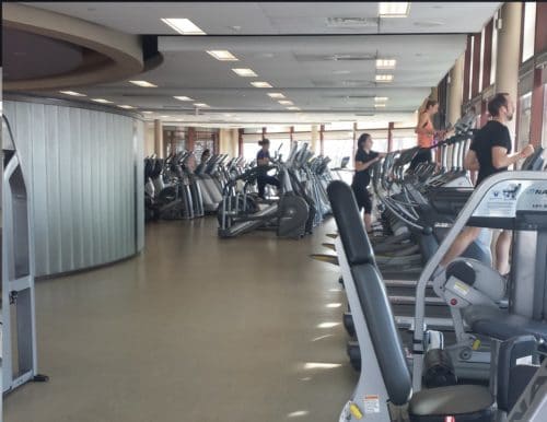 The upper floor of Montclair State’s Recreation Center houses the treadmills and ellipticals. Photo by Victoria Testa