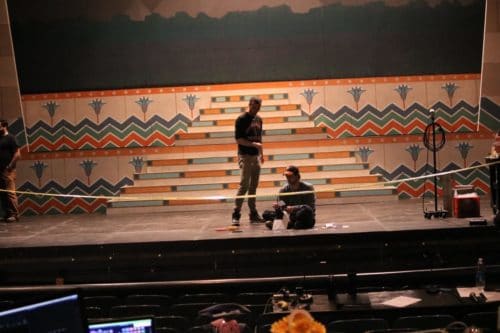 Students working on the set of "Aida" Photo by Awije Bahrami