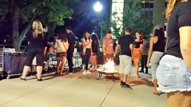 Montclair State students must participate in a scavenger hunt to find out the secret location of the fire pit. Photo by Victoria Testa 