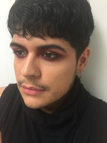 Montclair State student Jose Moraga, wearing eyeshadow, helped contribute to the paper titled: "Male use of makeup: explaining the fluidity of gender." Photo courtesy of Jose Moraga 