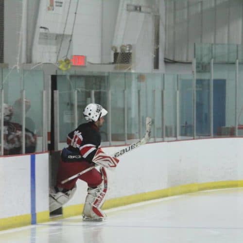 The men's ice hockey team will need a new starting goalie, as Trevor Tironi (pictured) will be graduating at the end of the semester. Photo by Montana Peschler