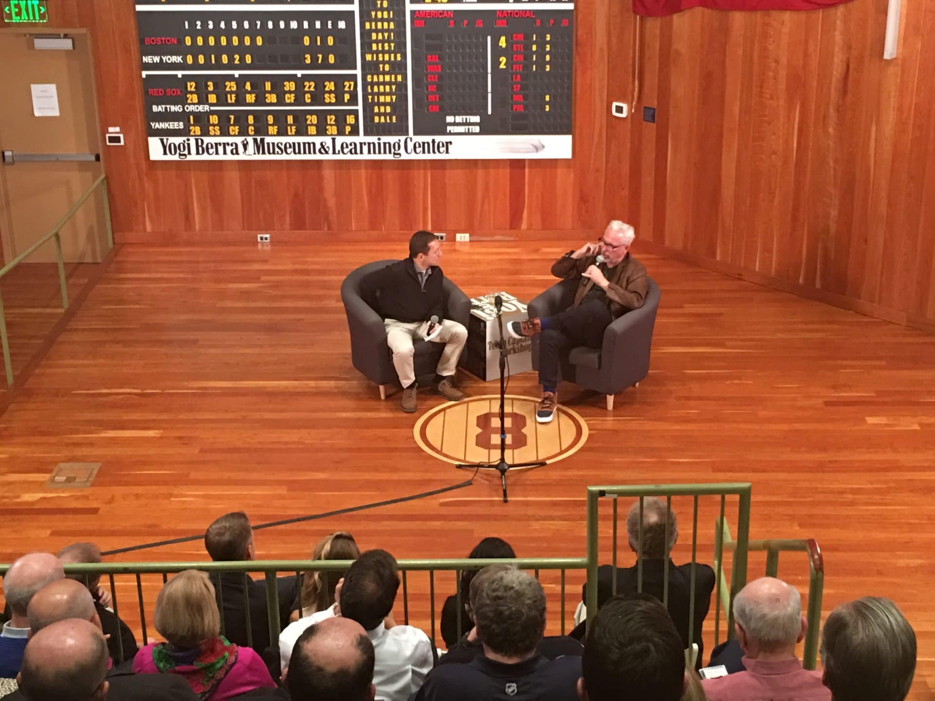 Ken Rothensal interviewd Joe Maddon at the Yogi Berra Museum. Anthony Gabbianelli | The Montclarion
