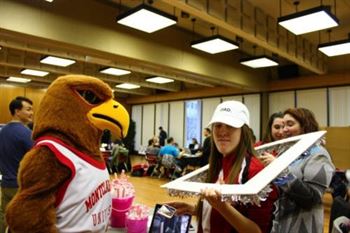 Rocky was a hit with students at the student organization fair.