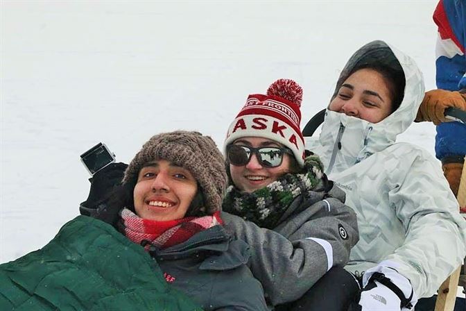 Montclair State's students going dog sledding. Photo Courtesy of MSU Rec Center Faceook Page.