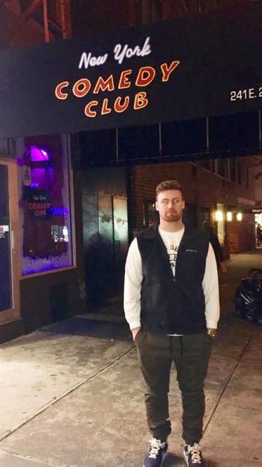 Harrison Browne outside of the New York Comedy Club. Rachel Hanrahan | The Montclarion