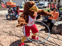 Rocky the Red Hawk shows off his at the carnival this past week.