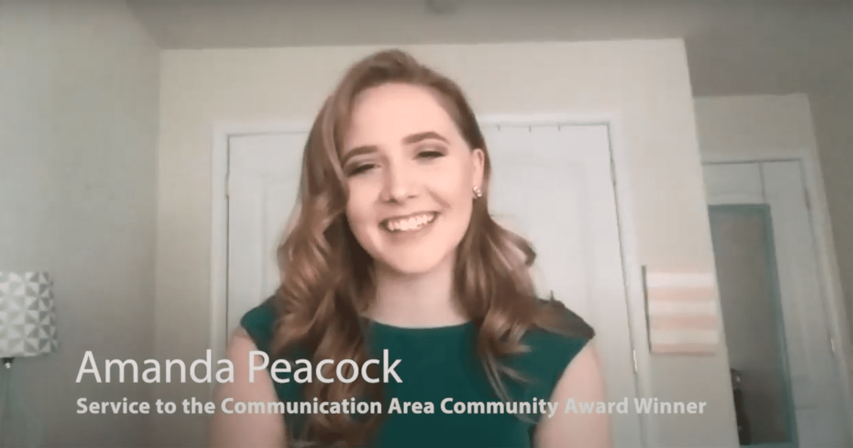 Amanda Peacock is the Service to the Communication Area Community Award winner. Photo Courtesy of the School of Communication and Media.