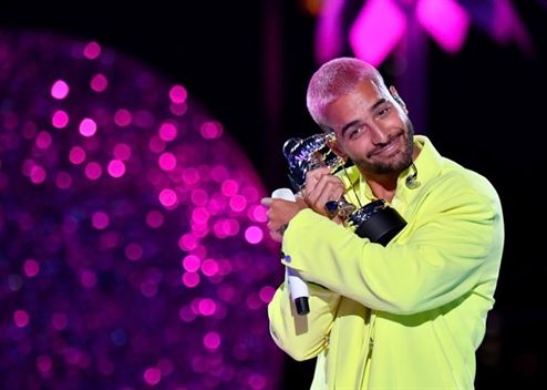 Maluma won the award for Best Latin for his song "Qué Pena" ft. J Balvin. Photo Courtesy of MTV.
