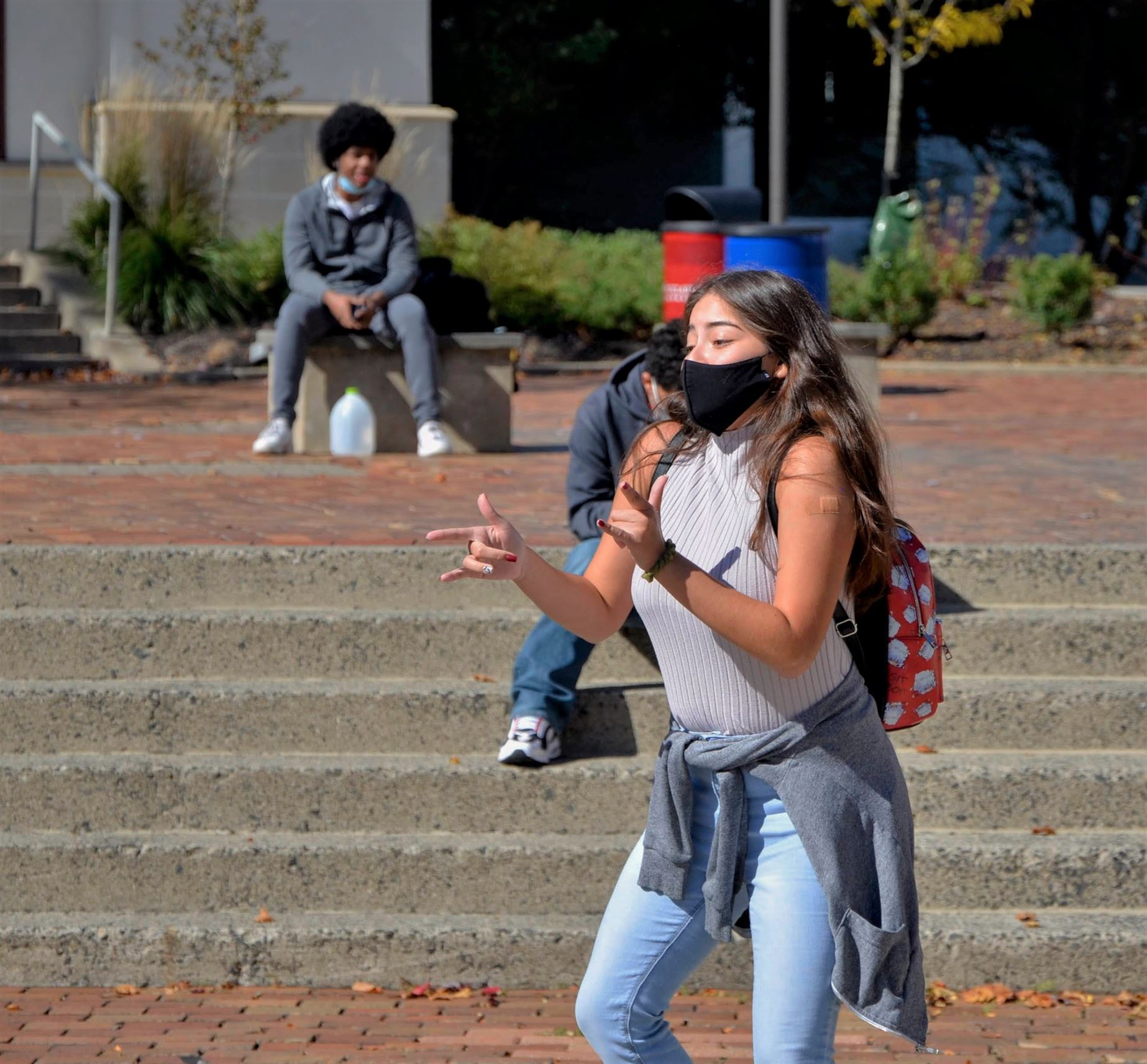 A Montclair State student dances to the beat of the DJ's music in the Student Center Quad during the University Day festivities on Oct. 14, 2020. Photo courtesy of John LaRosa