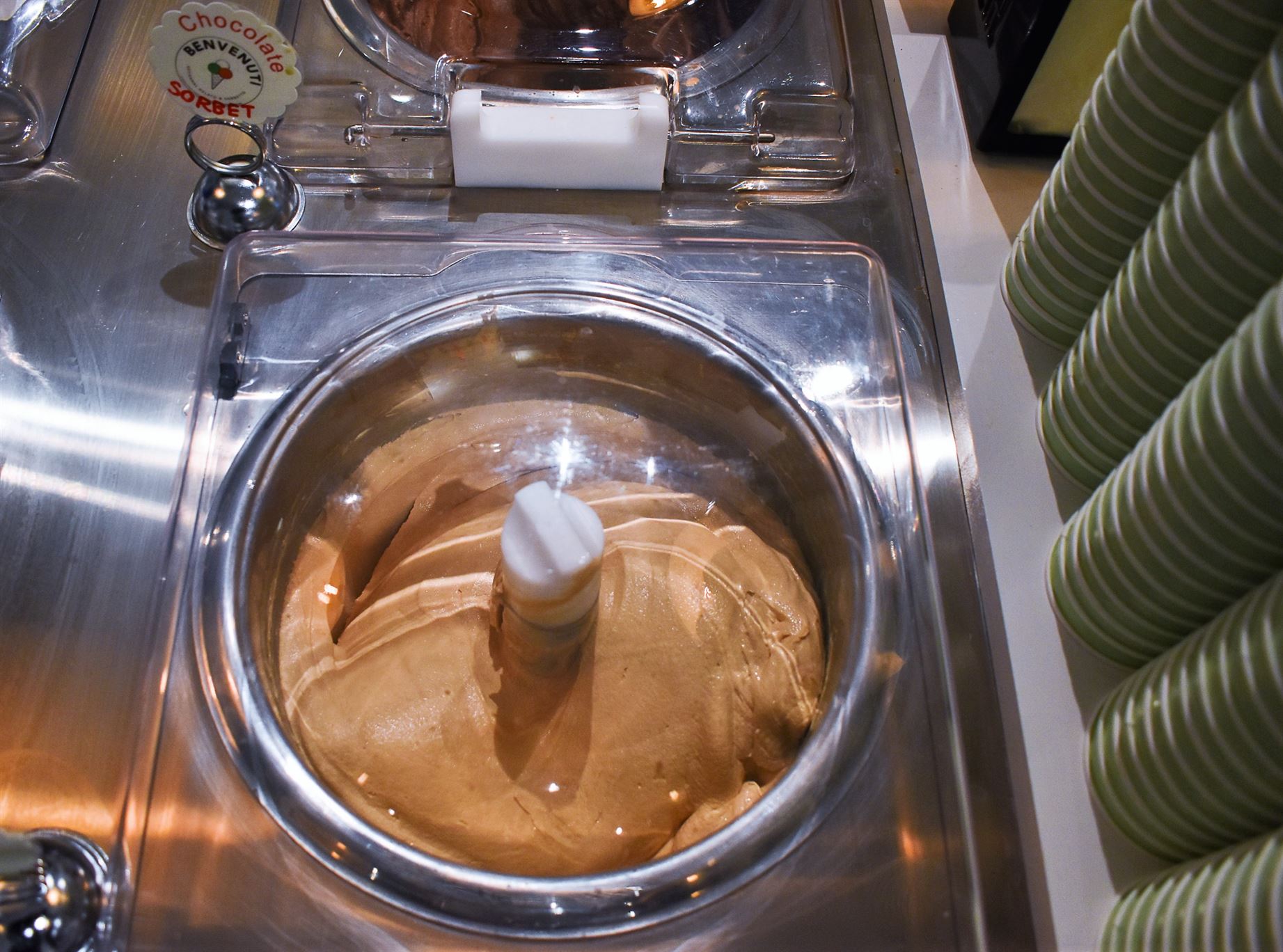 The machines are constantly turning. This allows them to add new gelato mix almost on the hour, keeping it light and fresh for all of their customers. Samantha Bailey | The Montclarion