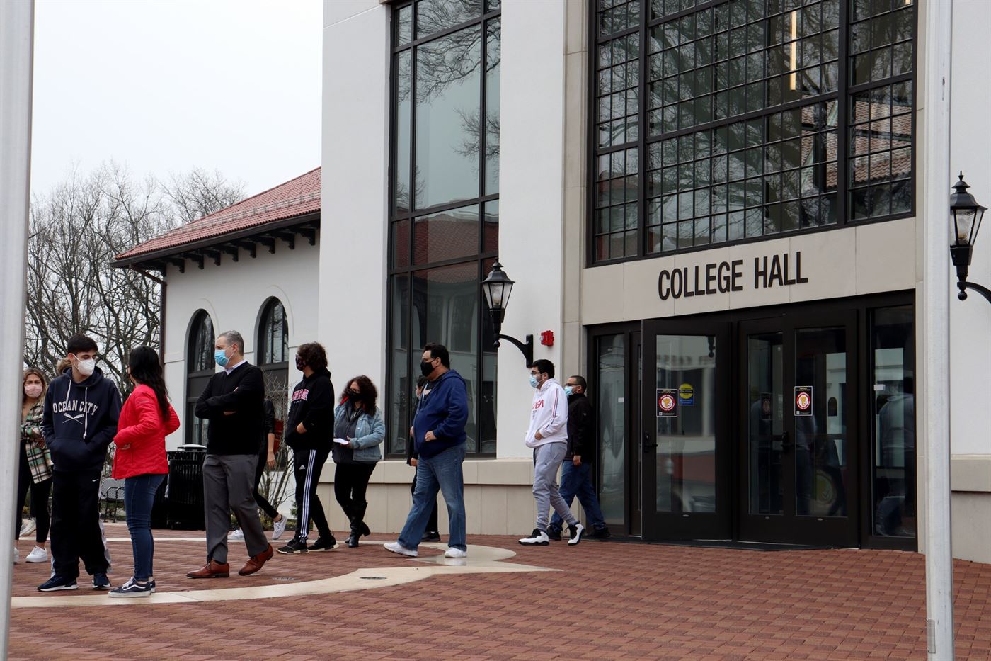 A tour group coming out of College Hall in late March. John LaRosa | The Montclarion