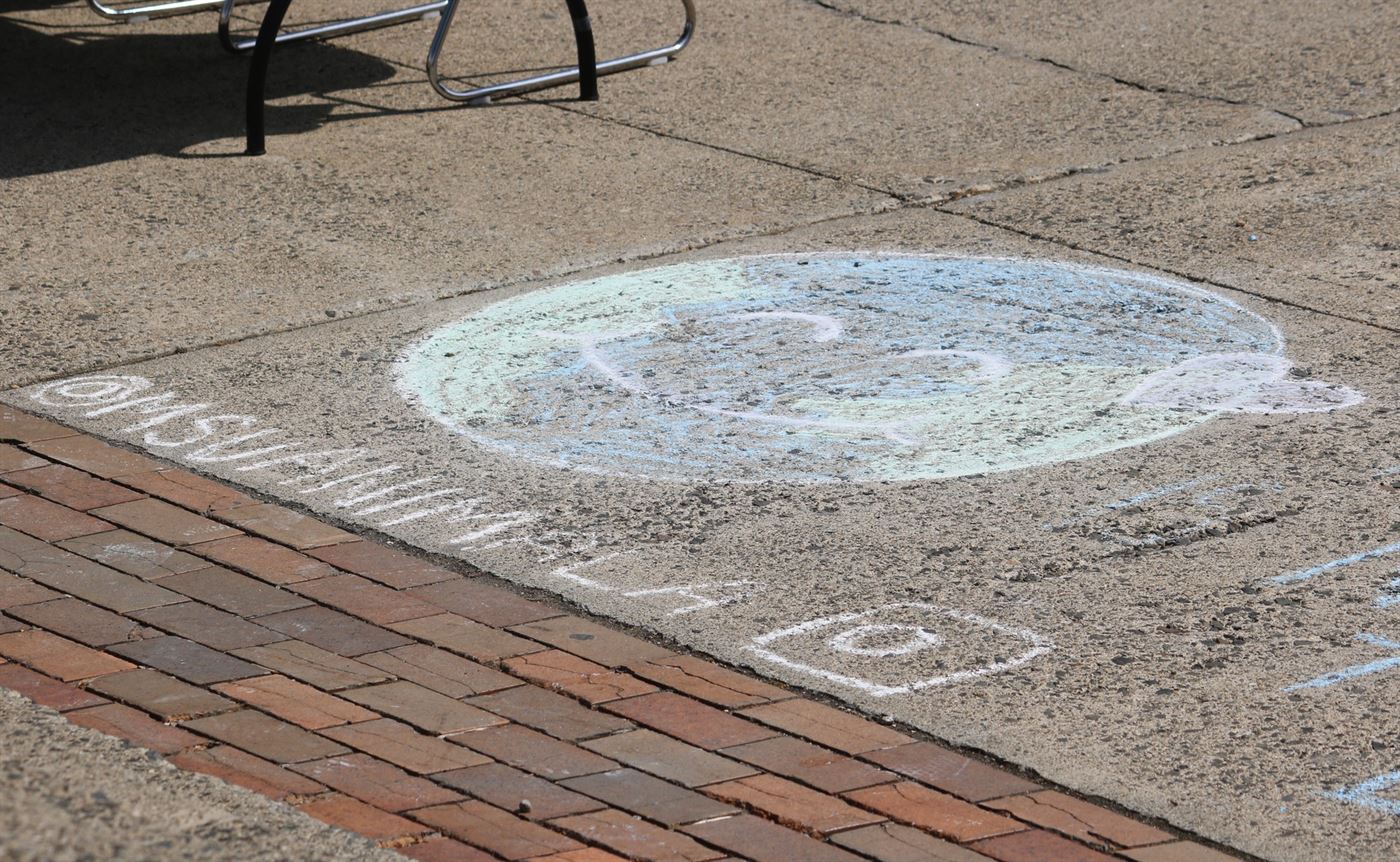 Chalk art was drawn by the Montclair State University Animal Activists at the Earth Day Week Extravaganza at the Quad. Kyra Maffia | The Montclarion