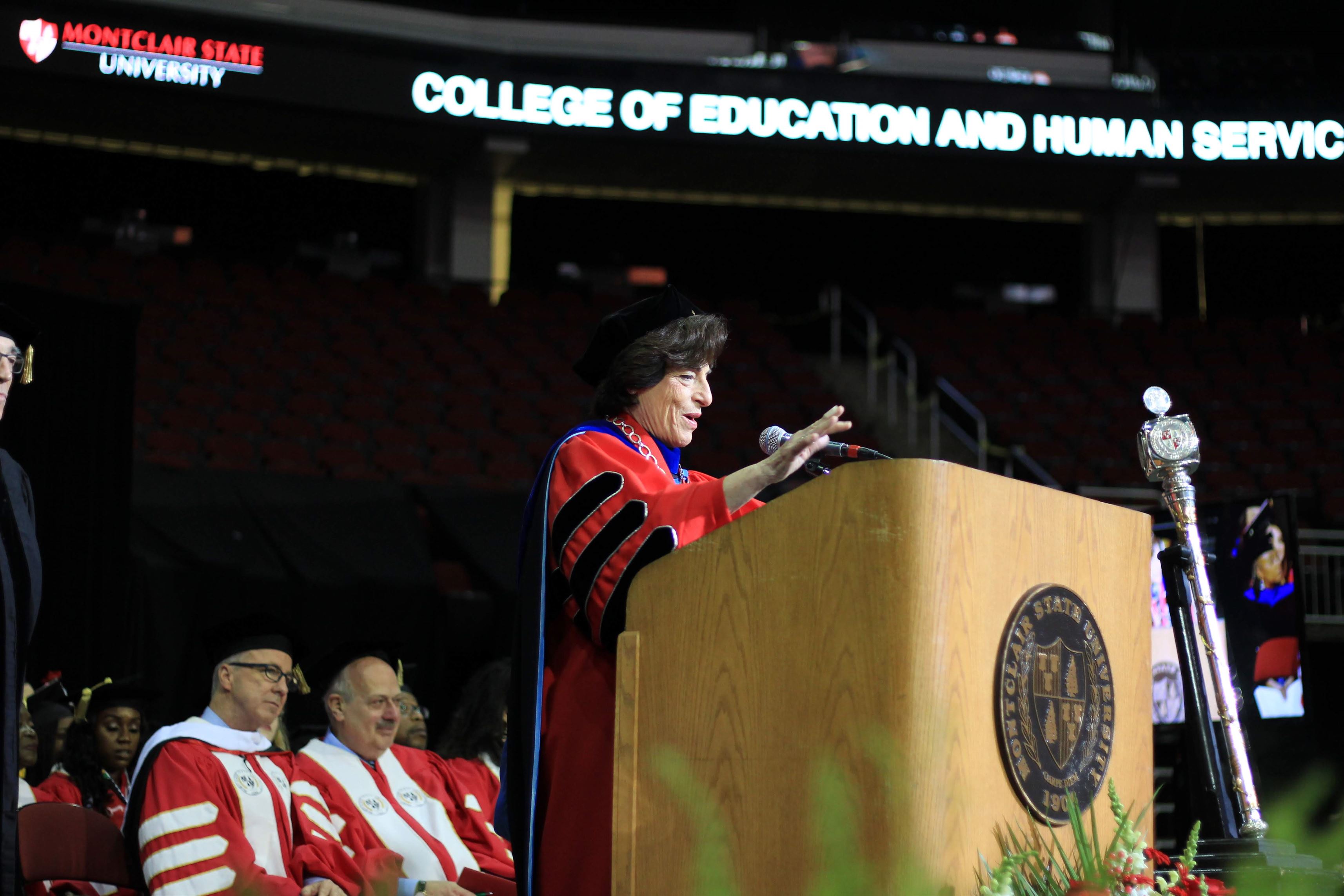 President Susan Cole Addressing the Class of 2019. Ben Caplan | The Montclarion