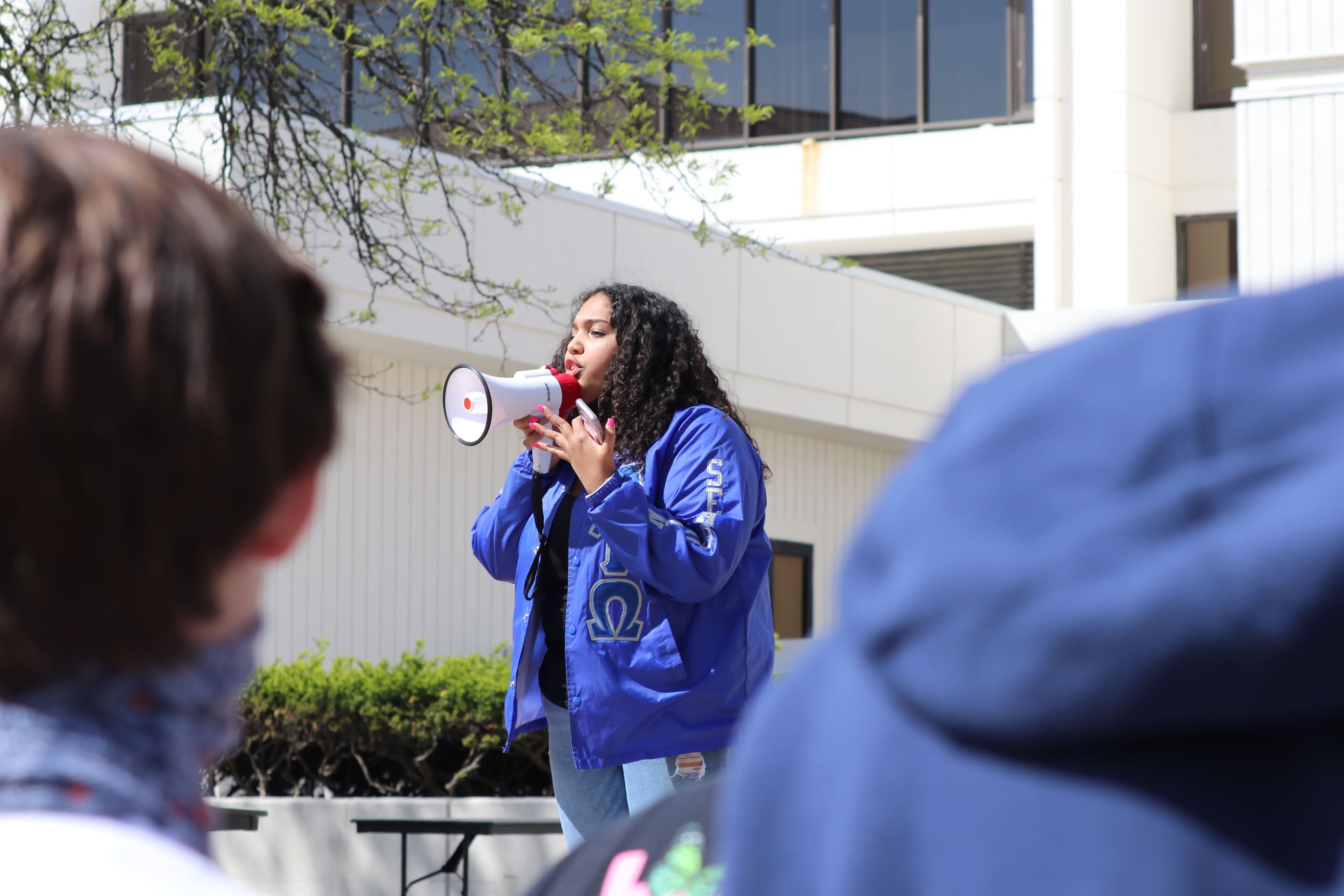 Azcona speaks to the crowd about how Black lives matter. Lynise Olivacce | The Montclarion