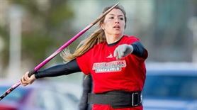 Christine Griffith sets up her run and gets ready to throw the javelin. Photo courtesy of Montclair State Athletics