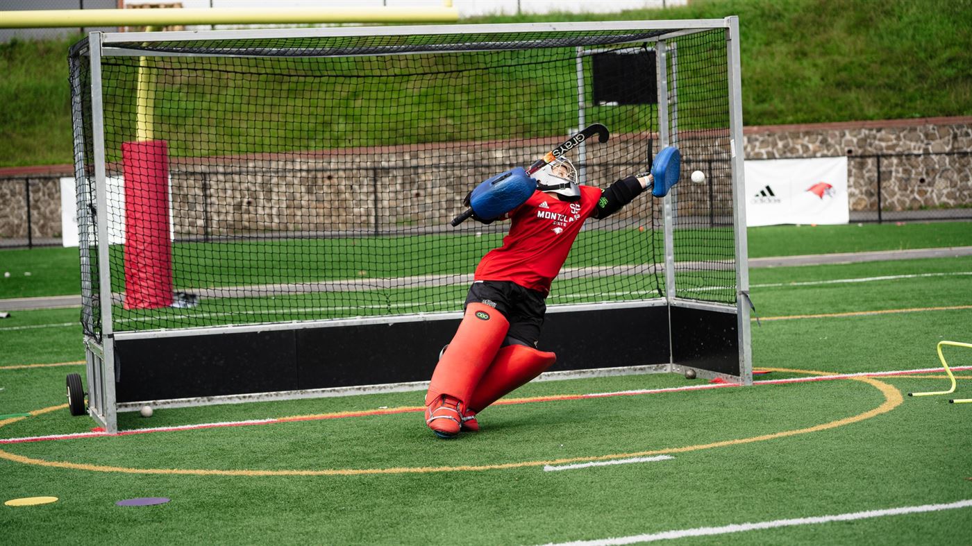 Junior goalkeeper Lauren Pickul attempts to make a save during a 2021 preseason practice. Photo courtesy of David Venezia