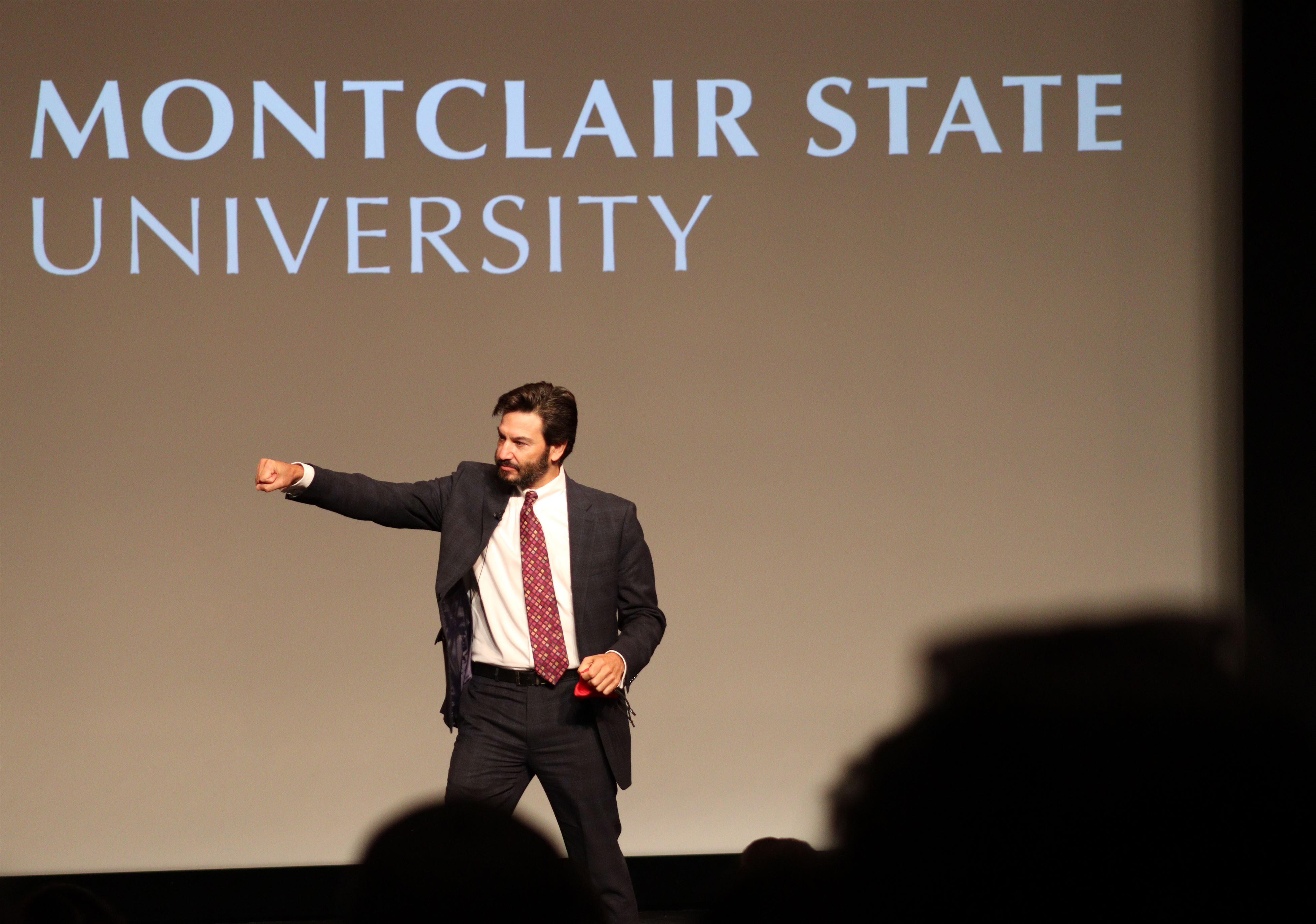 President Johnathan Koppel made his entrance with cheer from the crowd. John LaRosa | The Montclarion