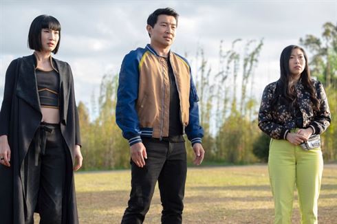 Meng'er Zhang (left) plays Shang-Chi's sister, Xialing, while Awkwafina (right) plays his best friend, Katy. Photo Courtesy of Marvel Studios