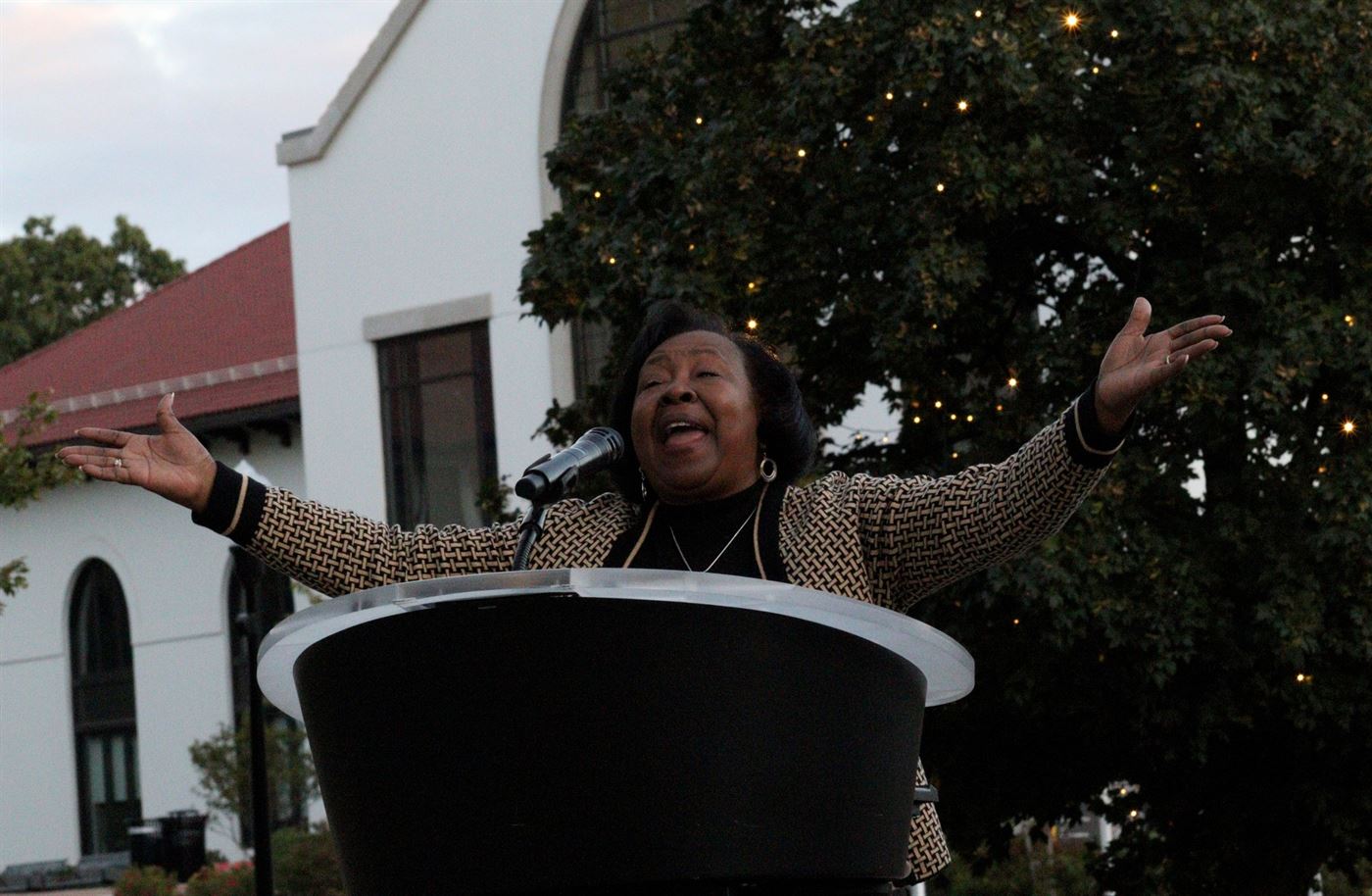 Margaree Coleman-Carter preaching for all students and faculty to remain hopeful. John LaRosa | The Montclarion