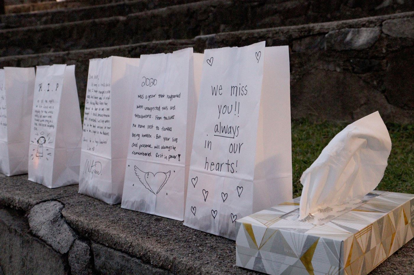 Tissues were provided all across the event, scattered next to heartfelt bags. John LaRosa | The Montclarion.