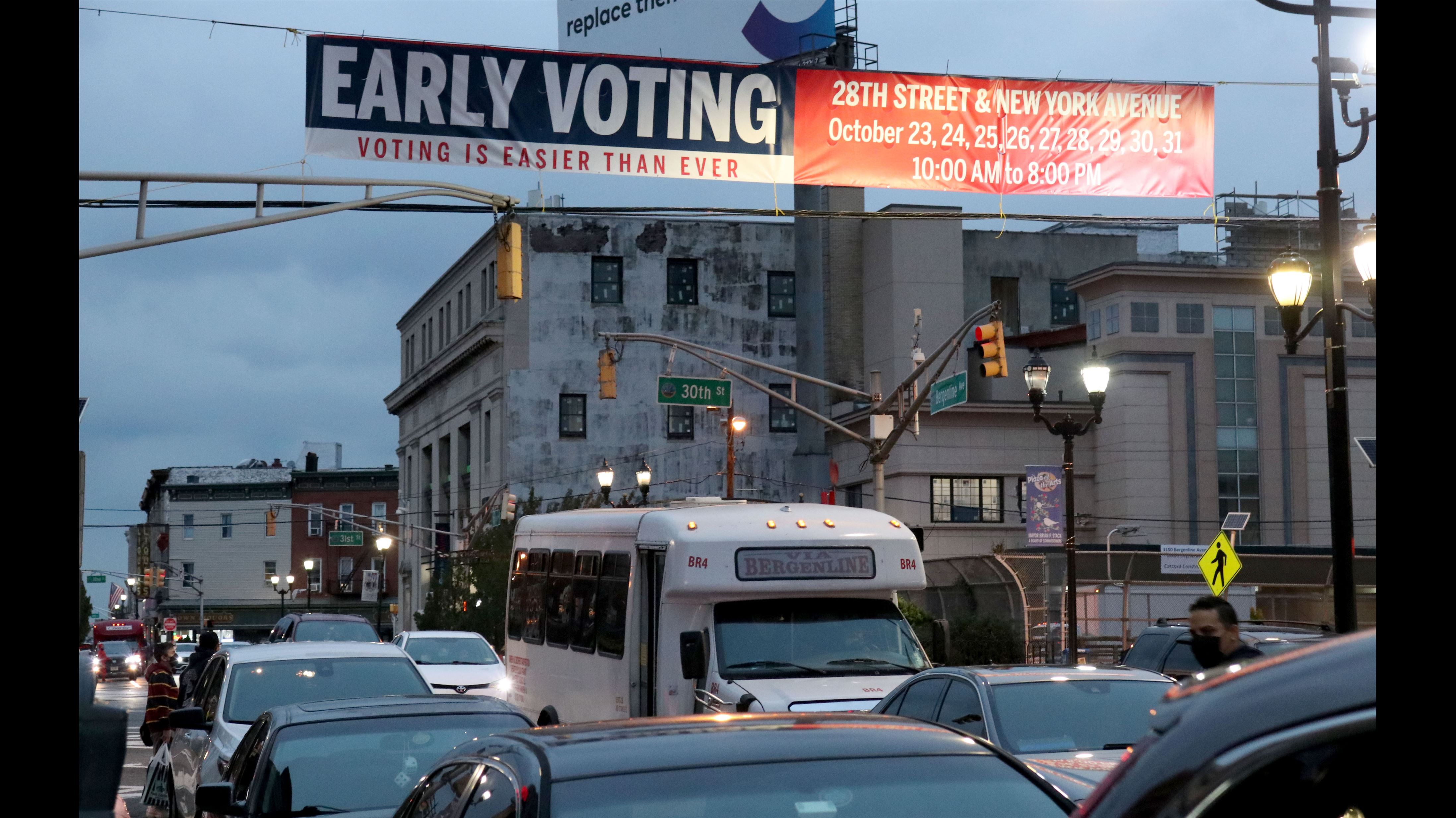 "Early Voting" sign on Bergenline Avenue in Union City, New Jersey. Cristal Santos | The Montclarion