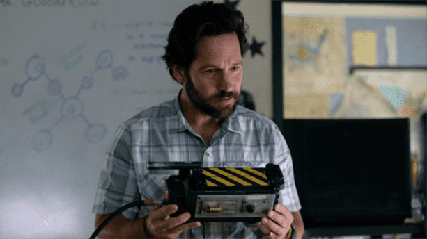 Gary Grooberson, played by Paul Rudd, holds a ghost trap. Photo courtesy of Columbia Pictures