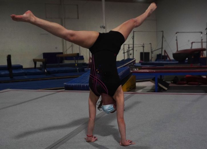 Katherine Margolin performs a floor exercise during practice. Lynise Olivacce | The Montclarion