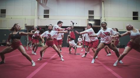 Trinity Valley, Navarro's rival, intensely performs a full out in preparation for the Daytona Championship. Photo courtesy of Netflix