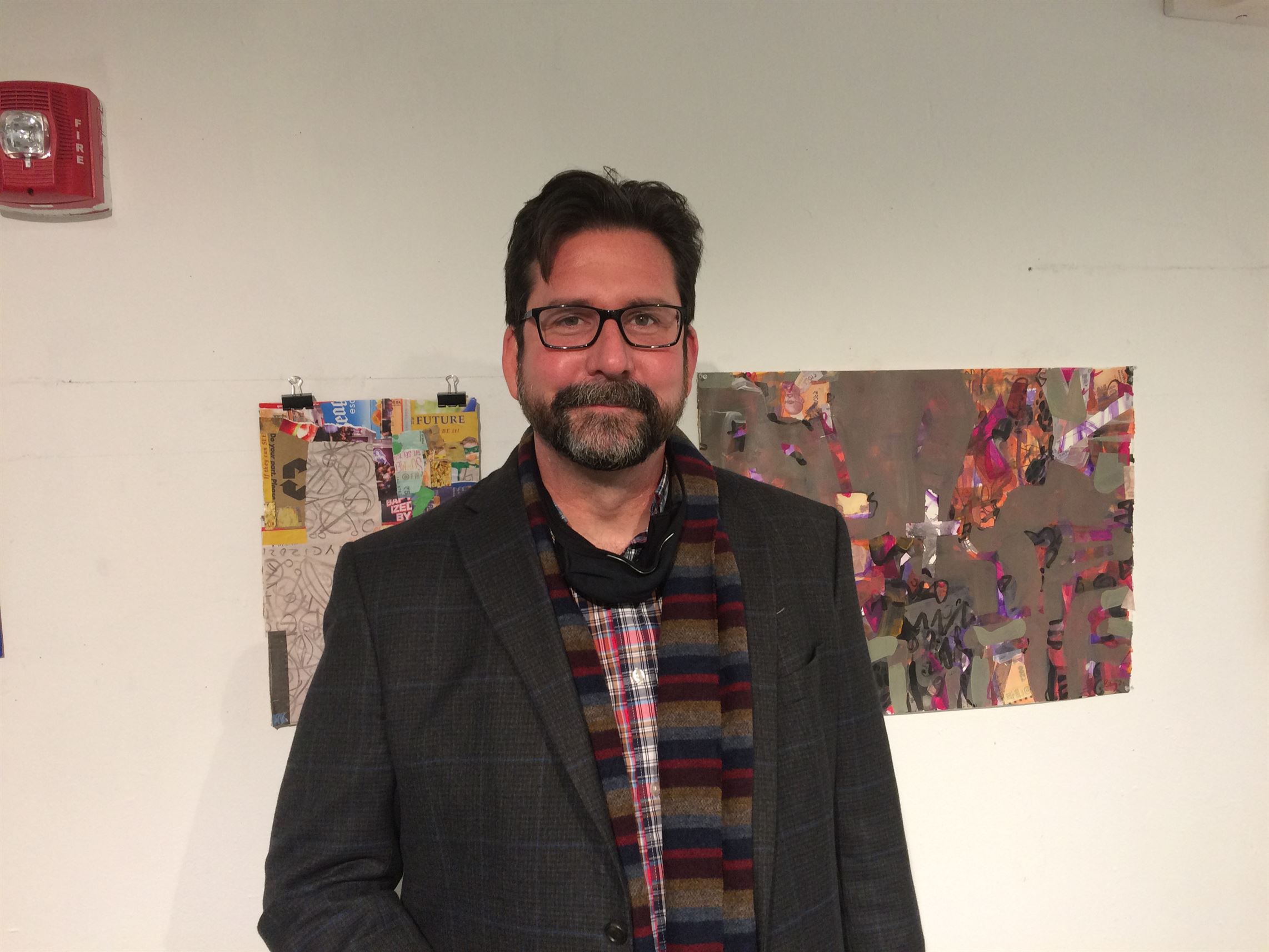 Christopher Kaczmarek, the program coordinator for visual arts, watched as Bhowmik made an impact with his art experiment. Sal DiMaggio | The Montclarion