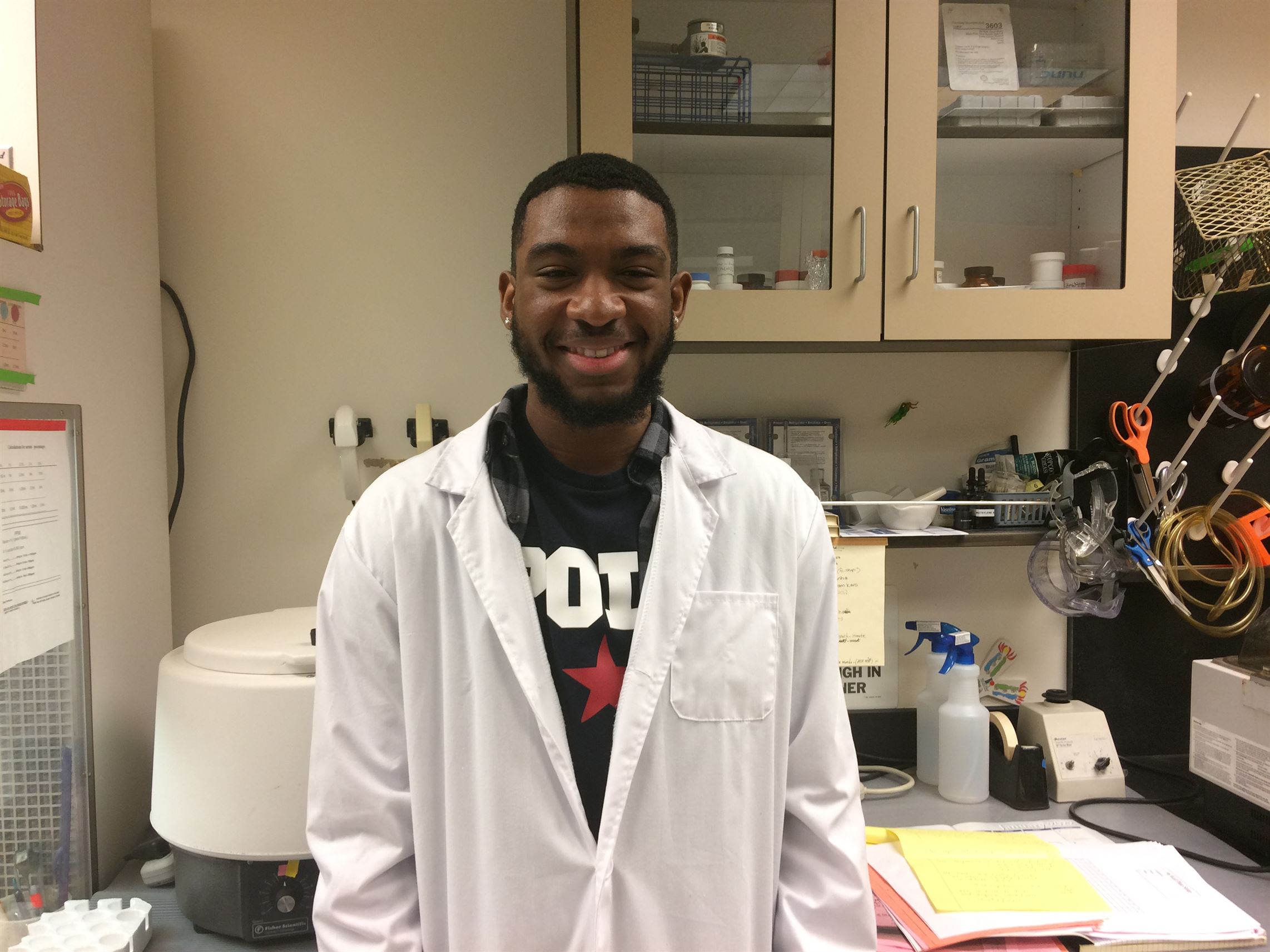 Charles Ezenwanne, a senior molecular biology major, has won many awards for his research around MSM and lung cancer. Sal DiMaggio | The Montclarion