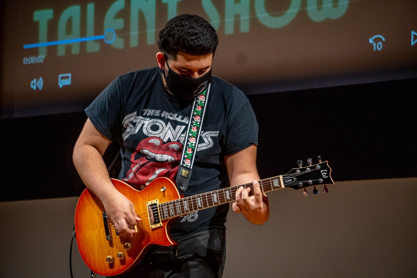Daniel Acosta, a freshman communication and media studies major, performs an original piece with his guitar. Lynise Olivacce | The Montclarion