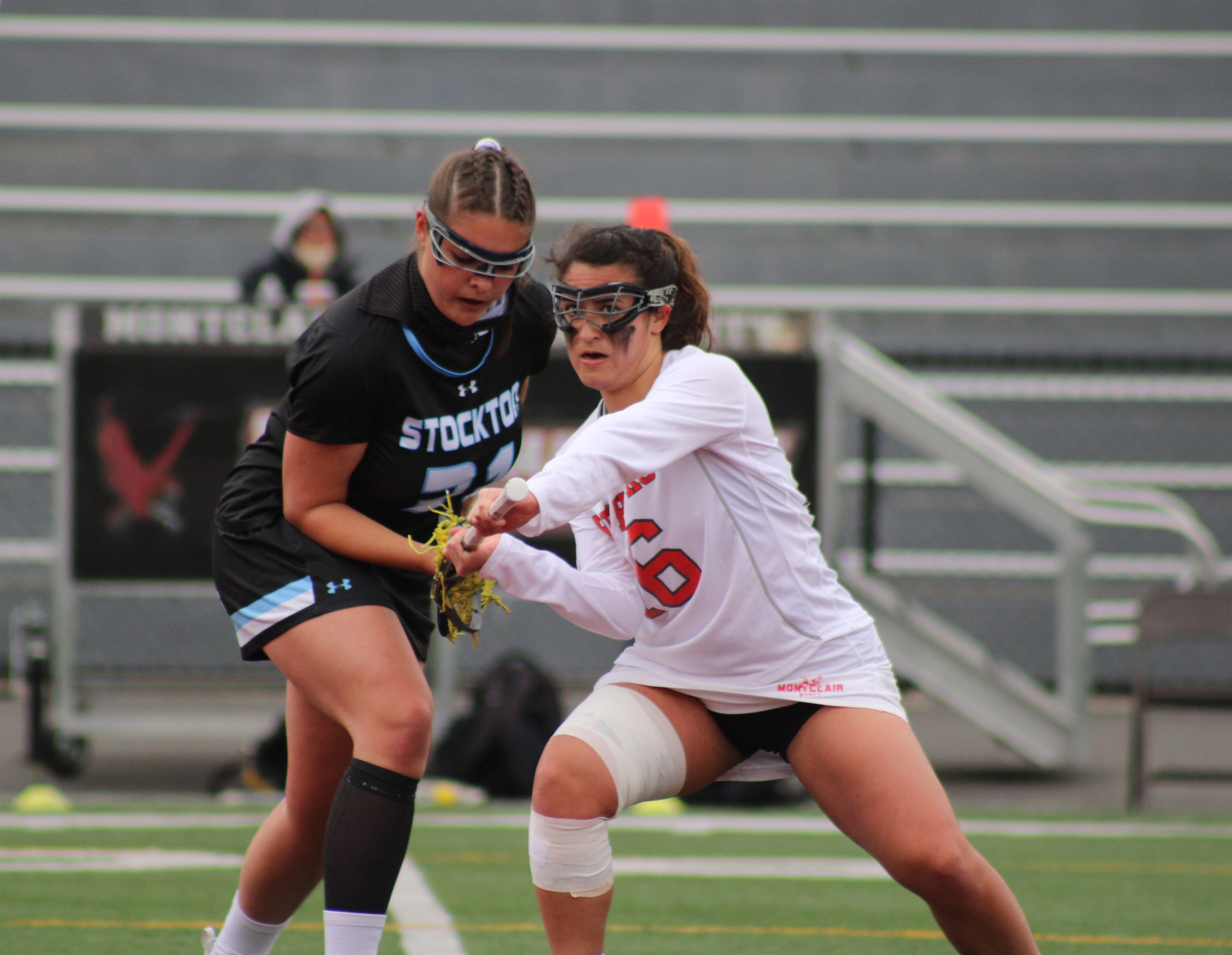Junior midfielder Amber Gonzales scored four goals in the Red Hawks historic victory over Stockton. Corey Annan | The Montclarion