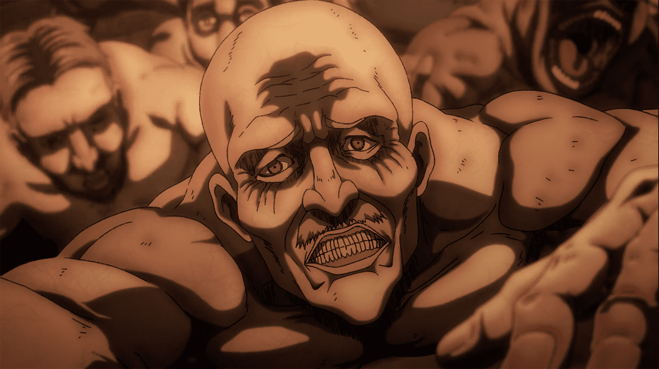 In his final hours, Commander Pixis is turned into a titan and killed by his comrades. Photo courtesy of MAPPA