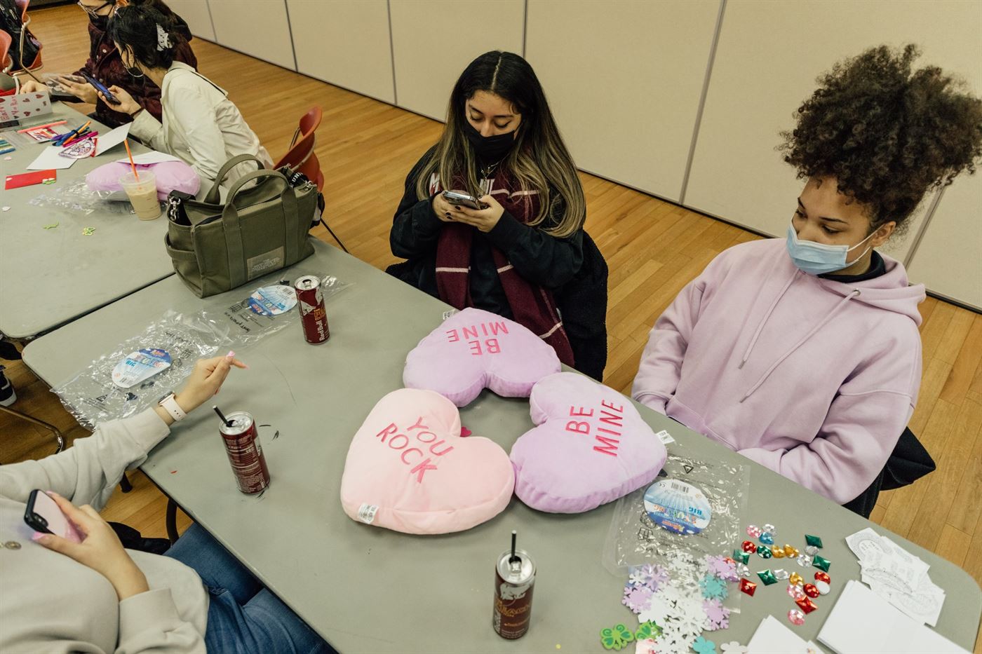 Students made heart-shaped plushies at the event. Karsten Englander | The Montclarion