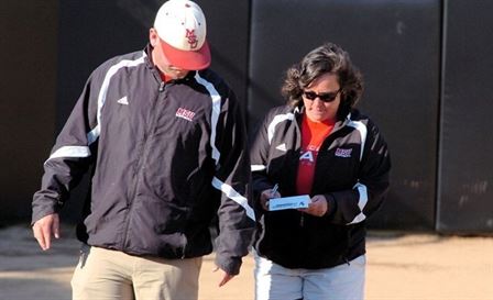 Kubica (right) was instrumental in the creation of MSU's Softball Stadium, which opened in 2004. Photo courtesy of Montclair State Athletics