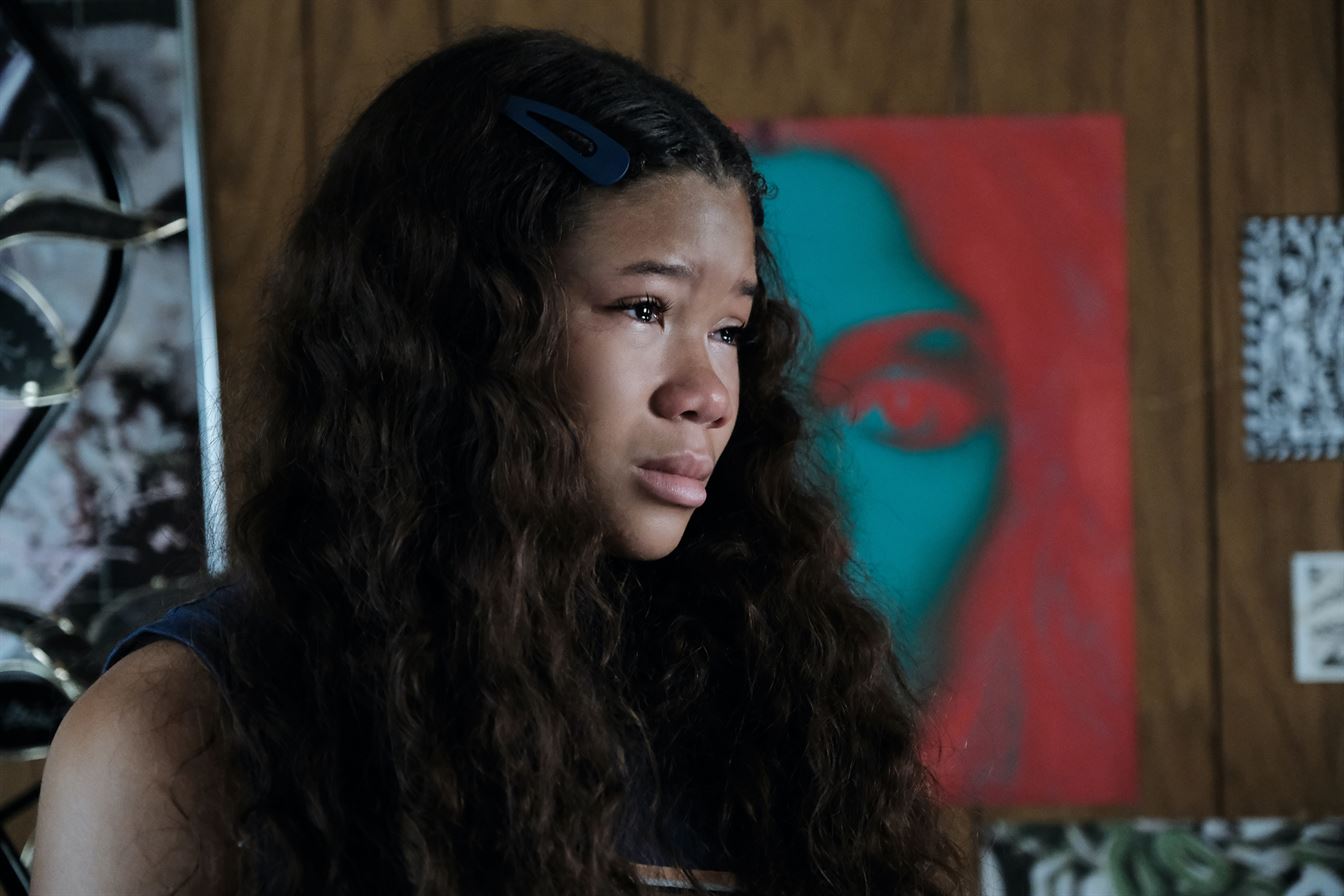 Gia (Storm Reid) watches her sister, Rue, turn into a madwoman. Photo courtesy of HBO