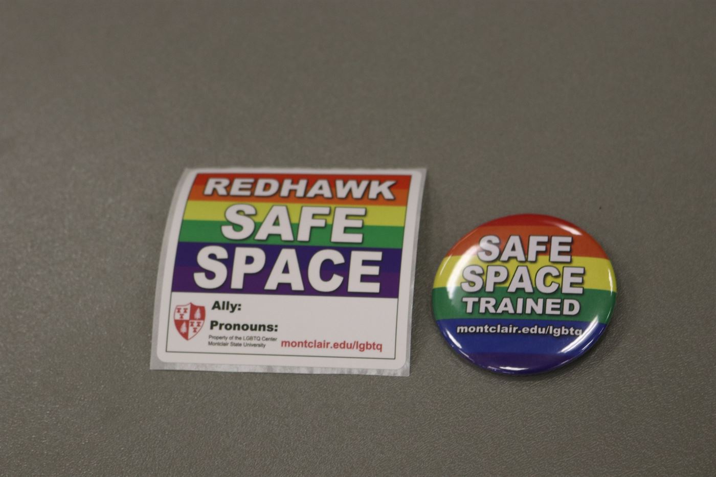 The sticker and pin attendees received after the Safe Space training was complete. Nicole Comly | The Montclarion