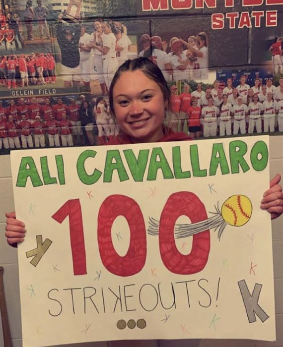 Cavallaro celebrates her first career no-hitter, which she didn’t find out about until after the game. Photo courtesy of Ali Cavallaro
