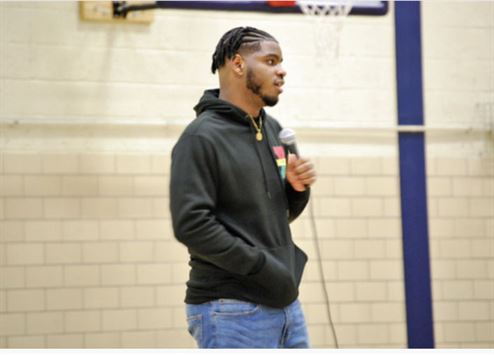 Montclair State student Jordan Stewart organized the Black History Month assembly at his old high school. Photo courtesy of Janice Marsili