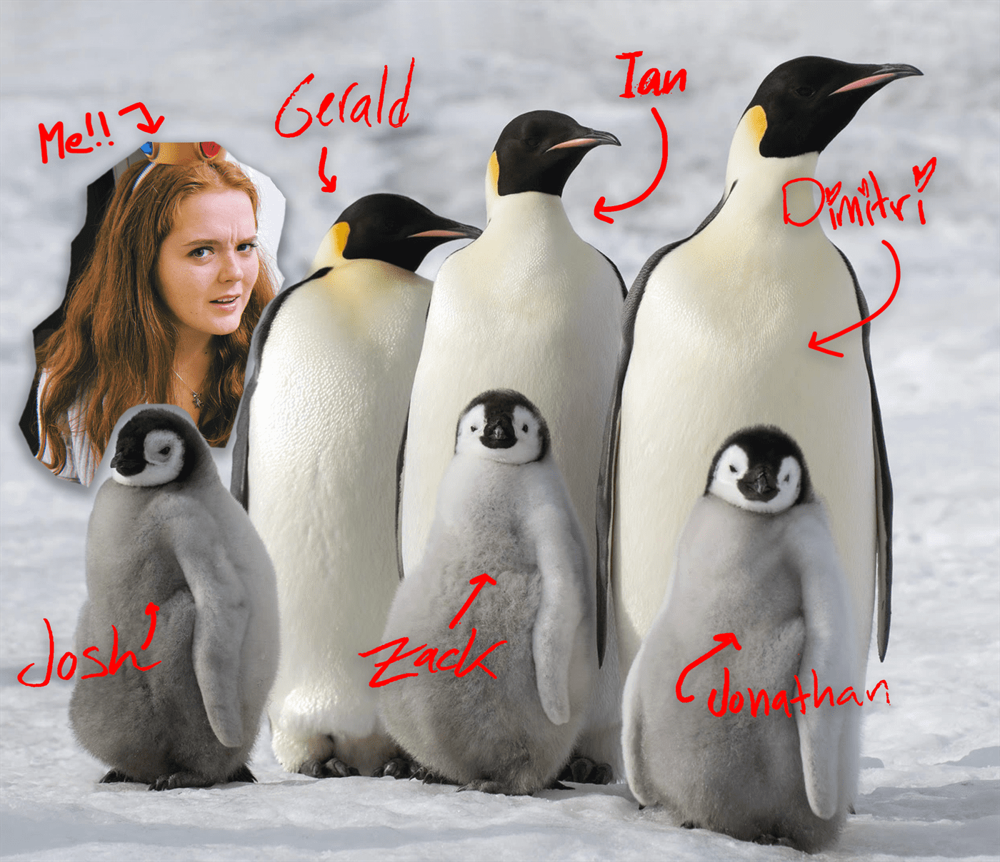 Aube and her favorite Penguins from the movie.