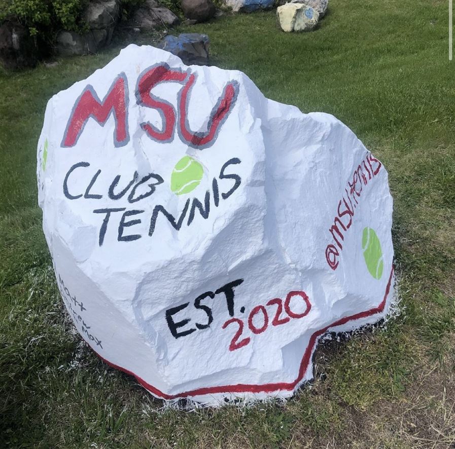 Newly named head coach Peri Sanders has emphasized how supportive each player is. Almost as if they are each other's rock. Photo courtesy of Montclair State Club Tennis